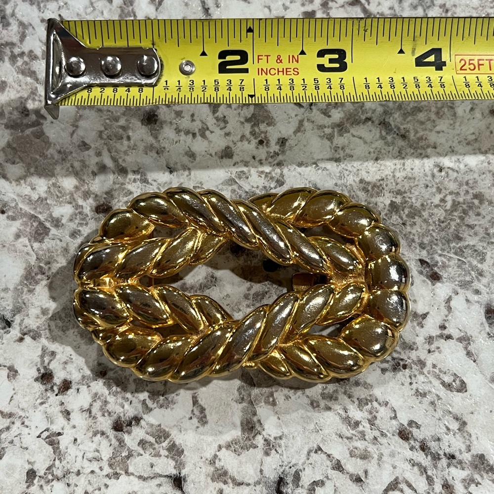 1980s Vintage Brass/Gold Tone Gay Boyer Rope Belt Buckle Womens